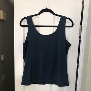 Cut loose tank top in a dark blue